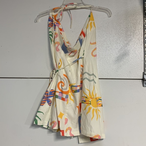 PEPPERMAYO AT LAST SUNRISE LINEN WRAP MINI HALTER DRESS 0 WHITE - Picture 5 of 7